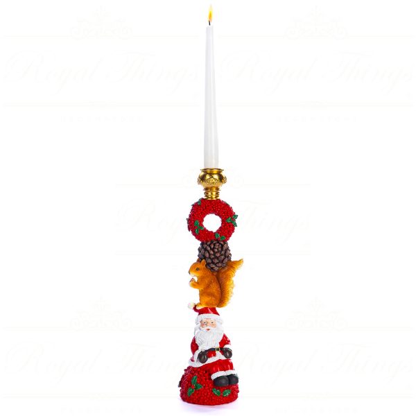 Lt 99004 Goodwill Christmas Decorative Items Santa Squirrel Candle Holder Tabletop Red Brown