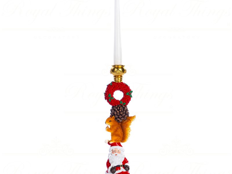 Lt 99004 Goodwill Christmas Decorative Items Santa Squirrel Candle Holder Tabletop Red Brown
