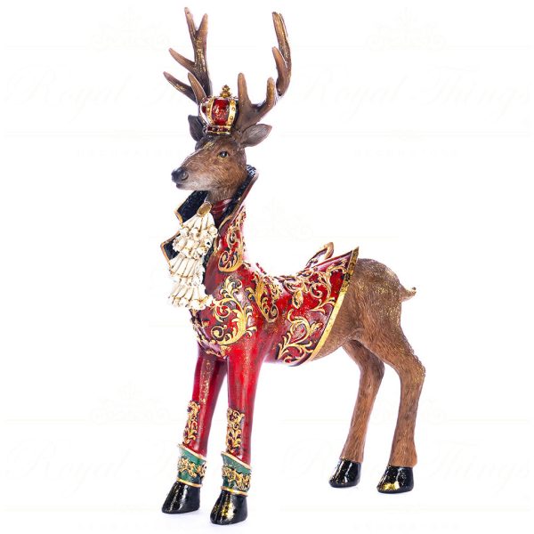 Lt 99005 Goodwill Christmas Decorative Items Royal Standing Deer Tabletop Brown Burgundy Gold