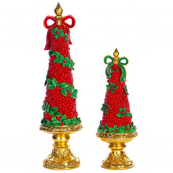 Lt 99008 Goodwill Christmas Decorative Items Xmas Holly Berry Topiary Tree Tabletop Red Green Gold