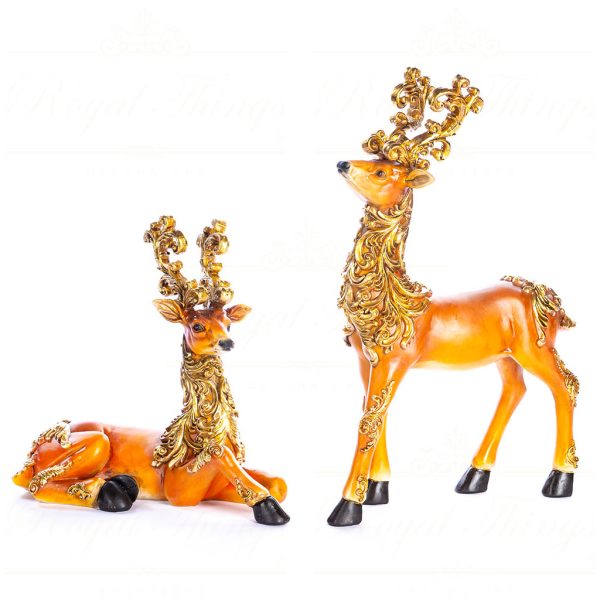 Lt 99014 Goodwill Christmas Decorative Items Acanthus Swirl Deer Tabletop Brown Gold