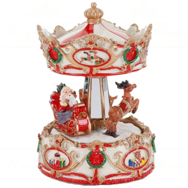 Mc 20003 Goodwill Christmas Musicboxes Snowglobes Music Motion Xmas Sleigh Carousel Musicbox 16 Cm