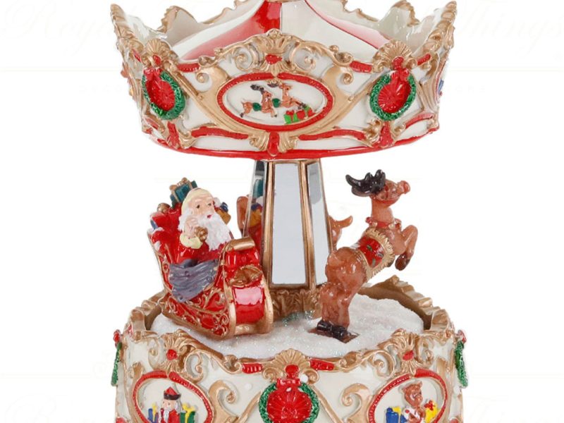 Mc 20003 Goodwill Christmas Musicboxes Snowglobes Music Motion Xmas Sleigh Carousel Musicbox 16 Cm