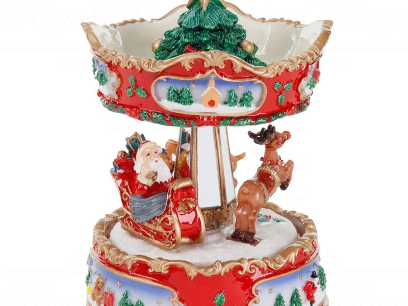 Mc 20004 Goodwill Christmas Musicboxes Snowglobes Music Motion Xmas Sleigh Carousel Musicbox 16 Cm