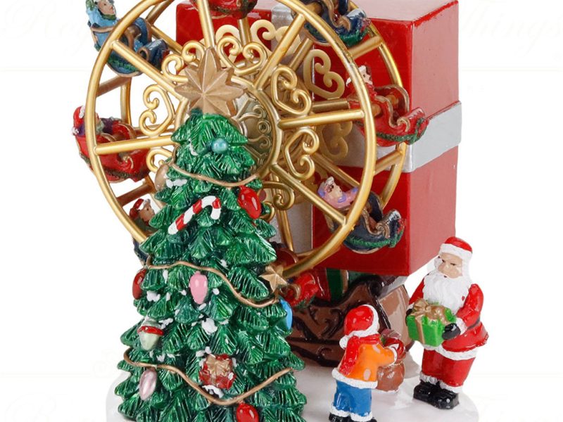 Mc 20007 Goodwill Christmas Musicboxes Snowglobes Music Motion Santa Ferris Wheel Musicbox 14 Cm