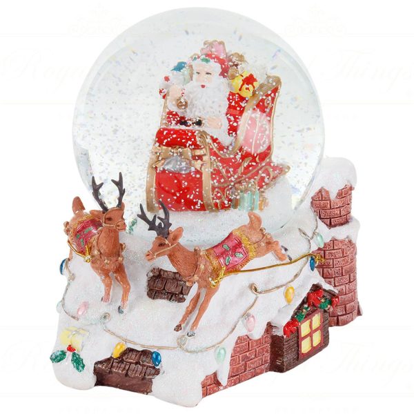 Mc 20009 Goodwill Christmas Musicboxes Snowglobes Music Santa Sleigh On The Roof Snow Globe 17 Cm