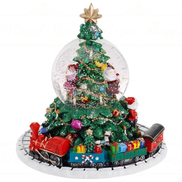 Mc 20014 Goodwill Christmas Musicboxes Snowglobes Music Motion Xmas Tree & Train Snow Glove 18 Cm