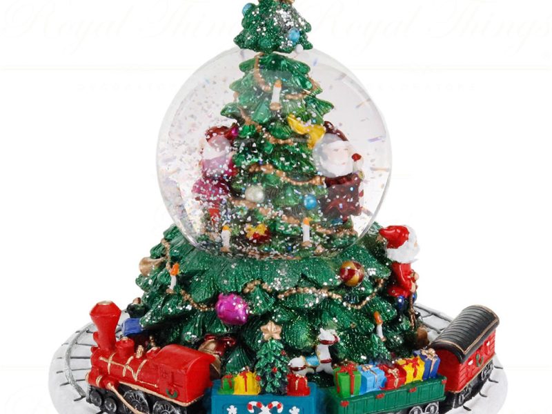 Mc 20014 Goodwill Christmas Musicboxes Snowglobes Music Motion Xmas Tree & Train Snow Glove 18 Cm