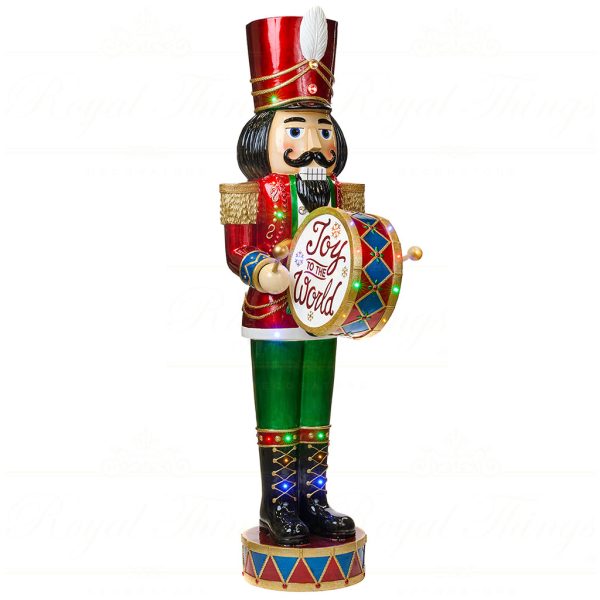 Mc 20054 Goodwill Christmas Decorative Items Led Motion Nutcracker With Drum Display Red Green