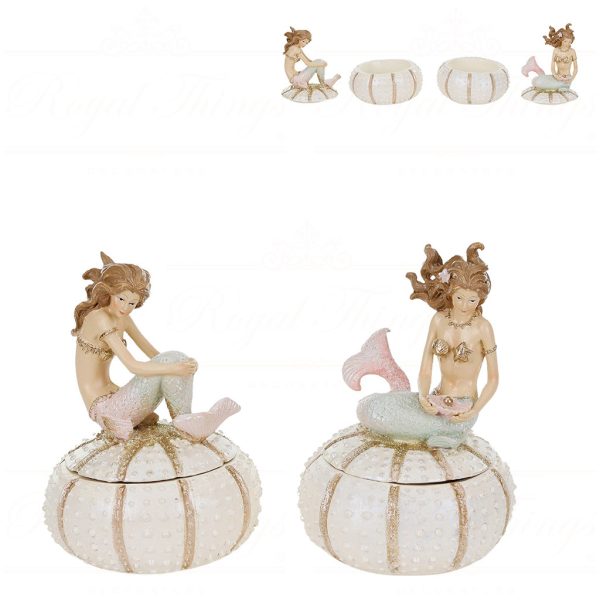 Mc 38363 Goodwill Christmas Decorative Items Mermaid Urchin Box Tabletop Cream Pink