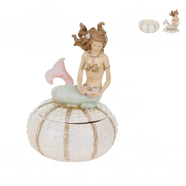 Mc 38363 Goodwill Christmas Decorative Items Mermaid Urchin Box Tabletop Cream Pink Vari B