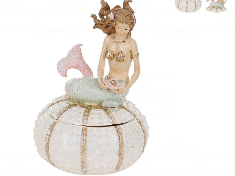 Mc 38363 Goodwill Christmas Decorative Items Mermaid Urchin Box Tabletop Cream Pink Vari B