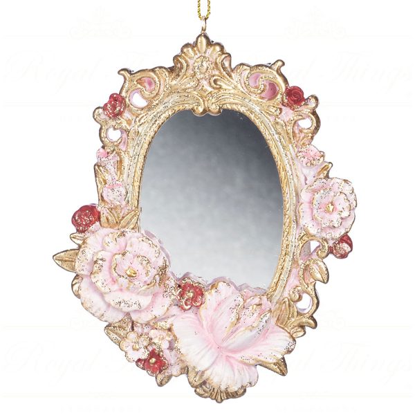 Mc 38374 Goodwill Christmas Ornaments Floral Mirror Ornament Pink Gold