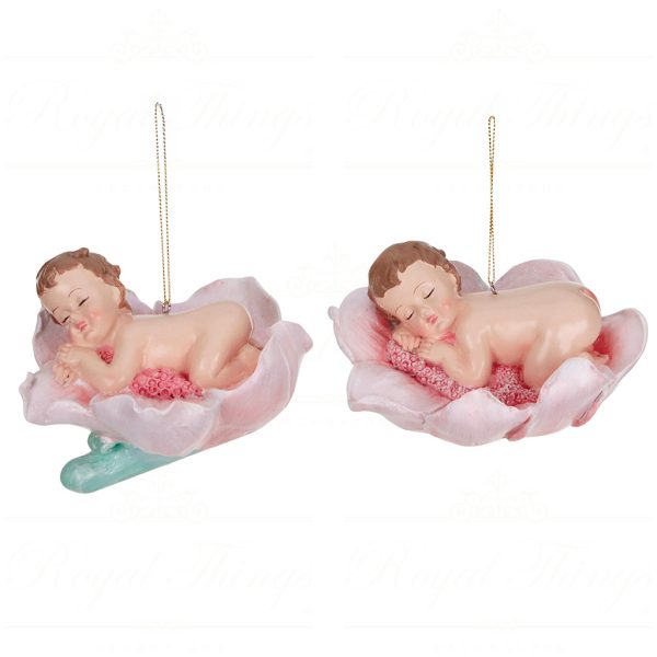 Mc 38557 Goodwill Christmas Ornaments Sleeping Baby On Flower Ornament Pink Green M
