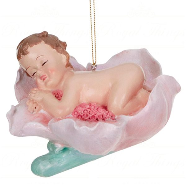 Mc 38557 Goodwill Christmas Ornaments Sleeping Baby On Flower Ornament Pink Green M A