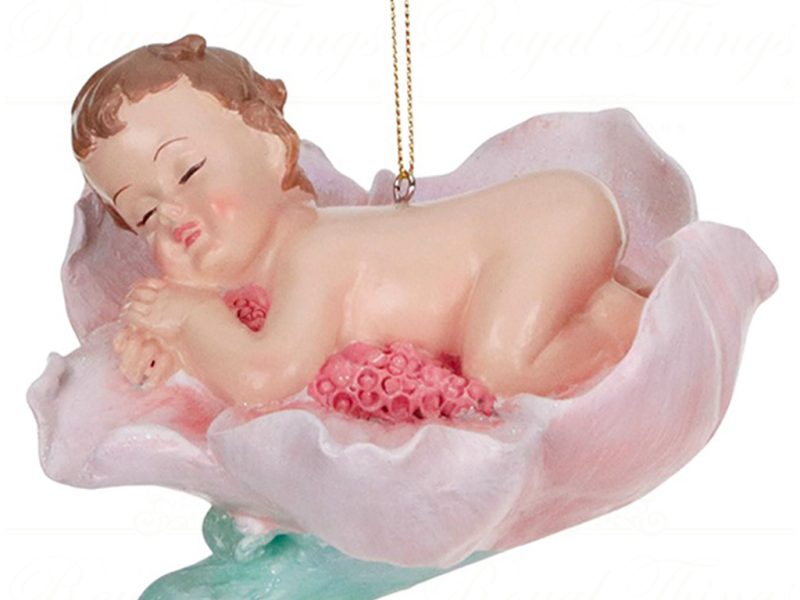 Mc 38557 Goodwill Christmas Ornaments Sleeping Baby On Flower Ornament Pink Green M A