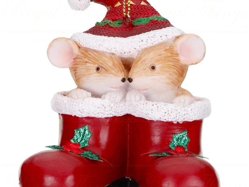 Mc 38563 Goodwill Christmas Ornaments Xmas Mice In Boots Ornament Red Cream White
