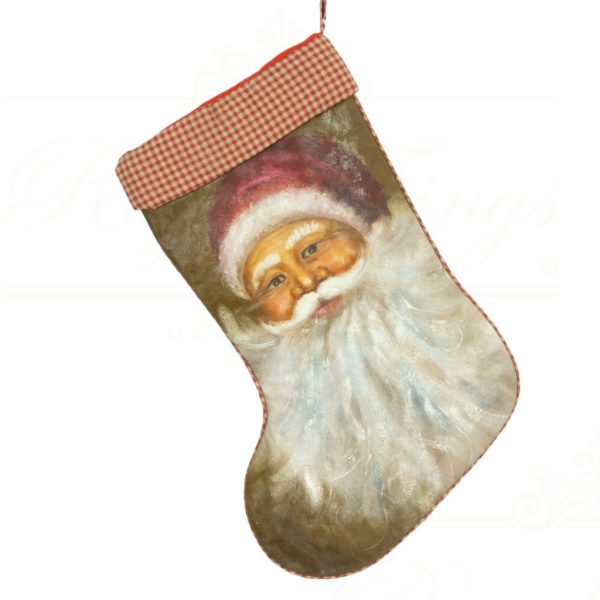 Mc 40072 Goodwill Christmas Stockings Santa Print Stocking Red Cream White