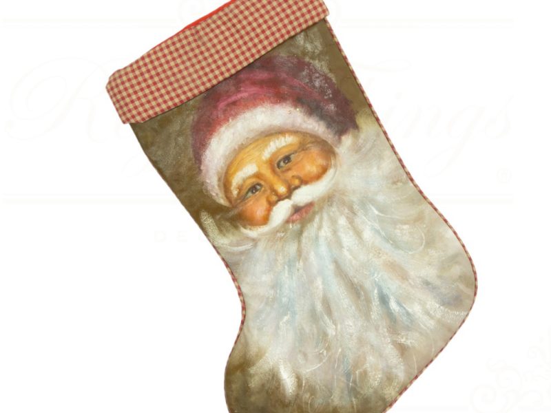Mc 40072 Goodwill Christmas Stockings Santa Print Stocking Red Cream White