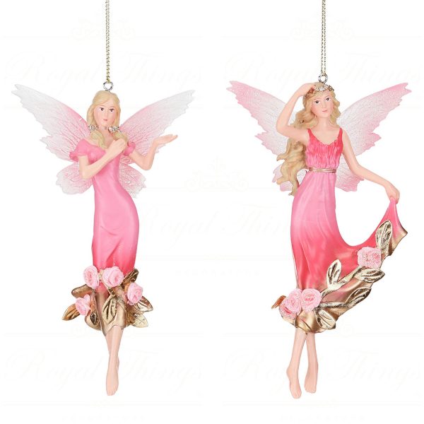 Mo 96403 Goodwill Christmas Ornaments Flower Fairy Ornament Pink Gold