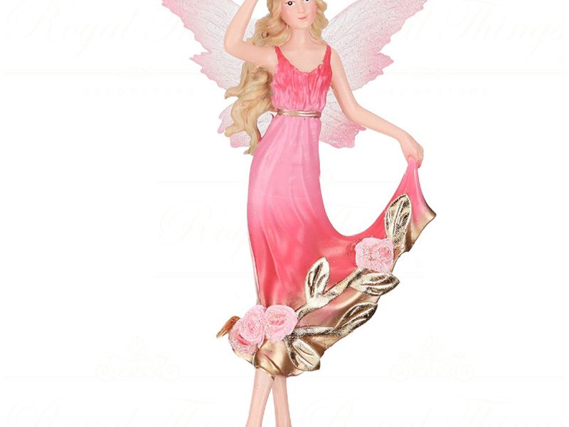 Mo 96403 Goodwill Christmas Ornaments Flower Fairy Ornament Pink Gold Vari A