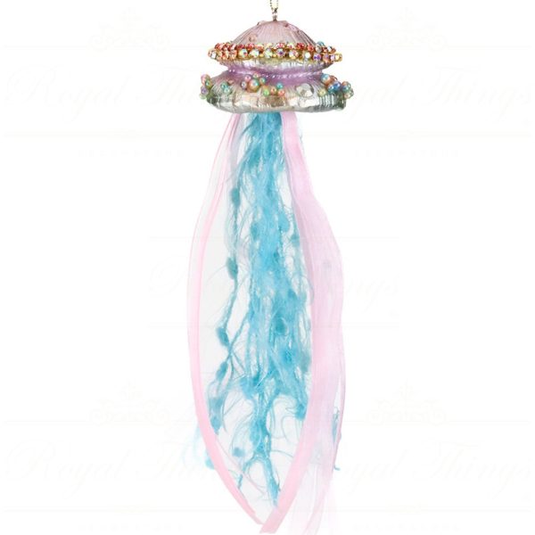 Mo 96413 Goodwill Christmas Ornaments Fabric Ribbon Jellyfish Ornament Pink Blue Vari Blue