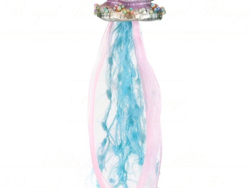 Mo 96413 Goodwill Christmas Ornaments Fabric Ribbon Jellyfish Ornament Pink Blue Vari Blue