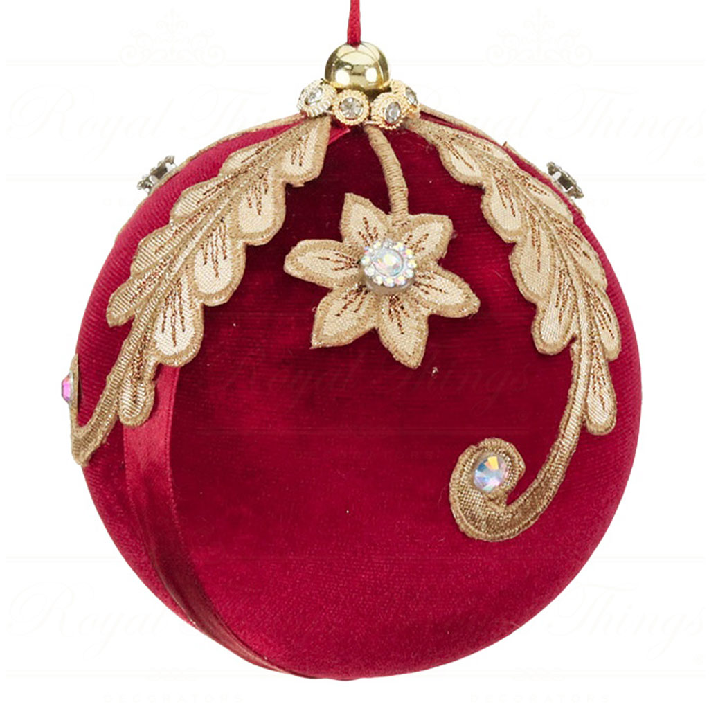 MO 96417 goodwill christmas balls fabric lace top ball finial ornament red gold vari round Mo 96417 Goodwill Christmas Balls Fabric Lace Top Ball Finial Ornament Red Gold Vari Round
