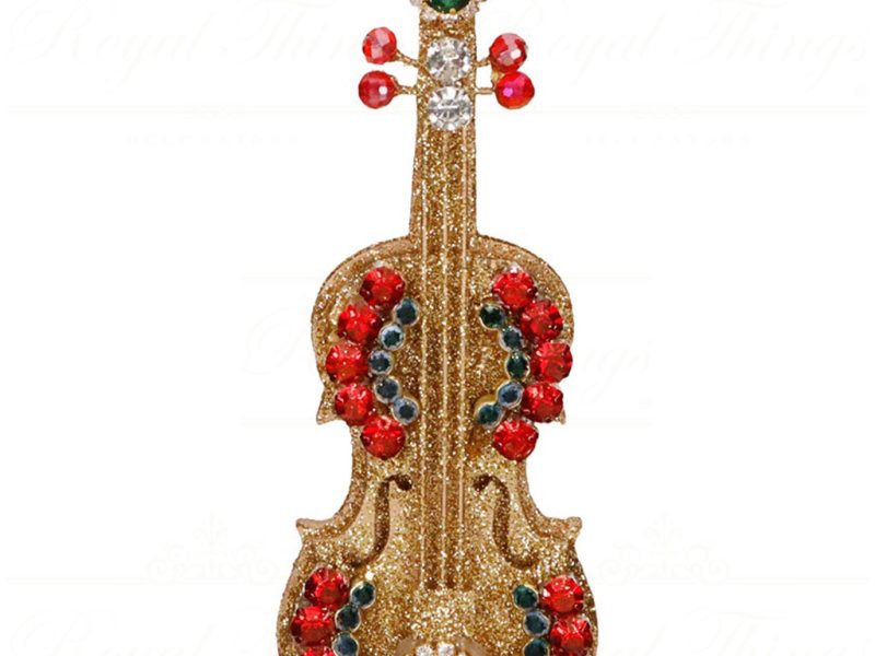 Mo 96605 Goodwill Christmas Ornaments Jewel Music Instrument Ornament Gold Red Violin