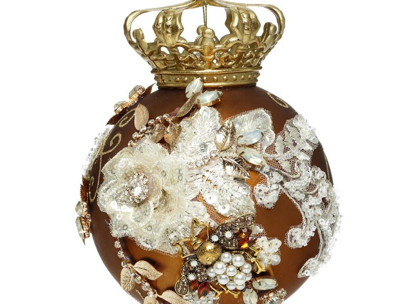 Mr 36 54270 Mark Roberts Glass Christmas Balls Glass Crown Jewels Ball Copper