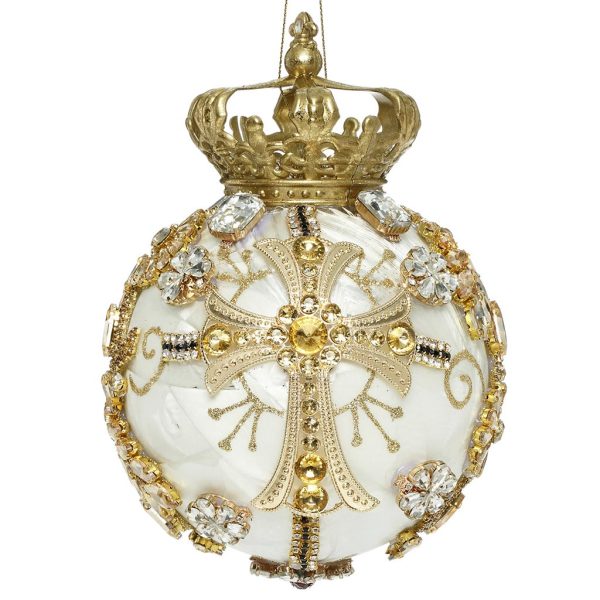 Mr 36 54272 Mark Roberts Glass Christmas Balls Glass Crown Jewels Ball Cream