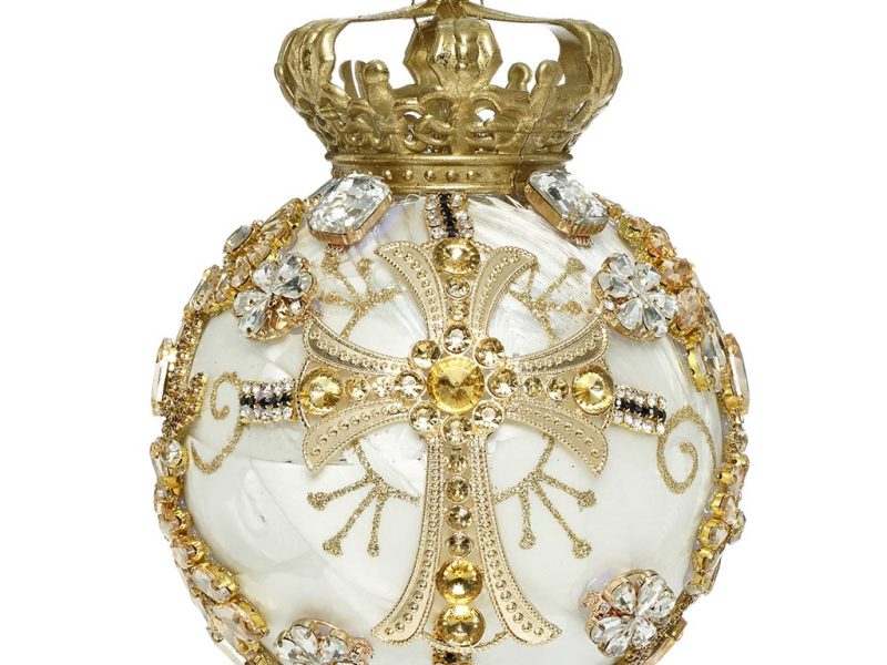 Mr 36 54272 Mark Roberts Glass Christmas Balls Glass Crown Jewels Ball Cream