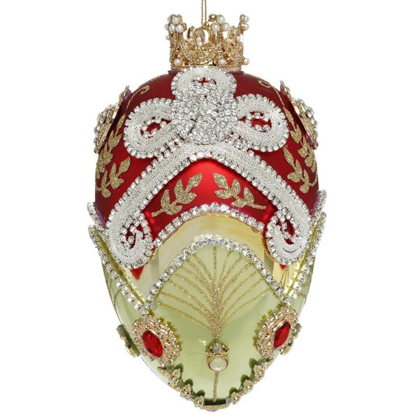 Mr 36 54346 Mark Roberts Glass Christmas Ornaments Glass Faberge Jewel Egg Ornament Red Green