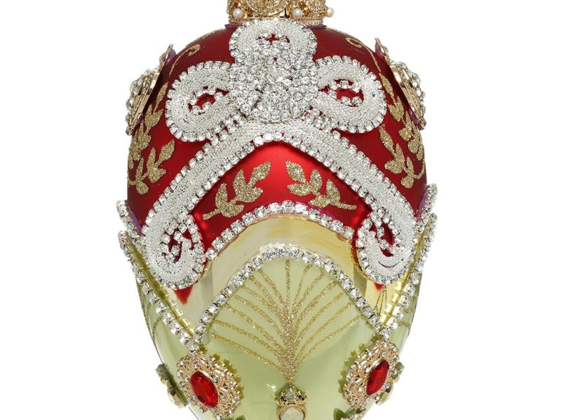 Mr 36 54346 Mark Roberts Glass Christmas Ornaments Glass Faberge Jewel Egg Ornament Red Green