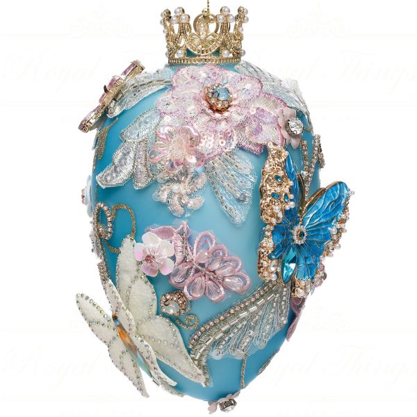 Mr 36 61300 Mark Roberts Hanging Spring Ornaments Glass Faberge Jewel Egg Ornament Blue Pink White