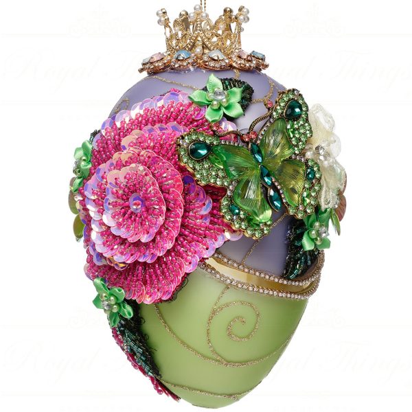 Mr 36 61304 Mark Roberts Hanging Spring Ornaments Glass Faberge Jewel Egg Ornament Green Purple Cream