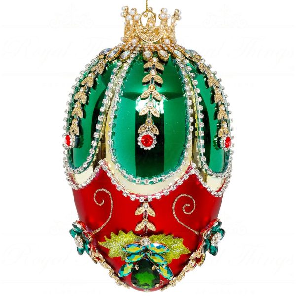 Mr 36 61474 Mark Roberts Christmas Ornaments Faberge Jewel Egg Ornament Green Red