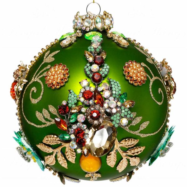 Mr 36 61492 Mark Roberts Christmas Ornaments Kings Jewel Ball Ornament Green Gold Brown