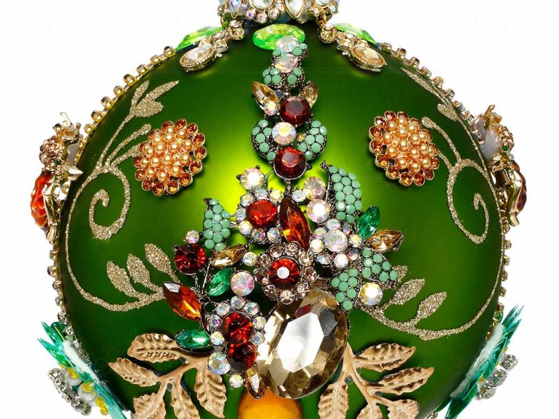 Mr 36 61492 Mark Roberts Christmas Ornaments Kings Jewel Ball Ornament Green Gold Brown