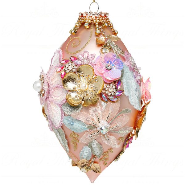 Mr 36 61498 Mark Roberts Christmas Balls Kings Jewel Finial Ornament Pink Gold