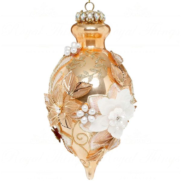 Mr 36 61502 Mark Roberts Christmas Balls Kings Jewel Fancy Finial Ornament Gold White