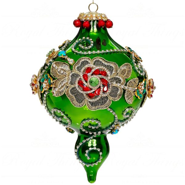 Mr 36 61508 Mark Roberts Christmas Balls Kings Jewel Extra Fancy Finial Ornament Green Gold Red