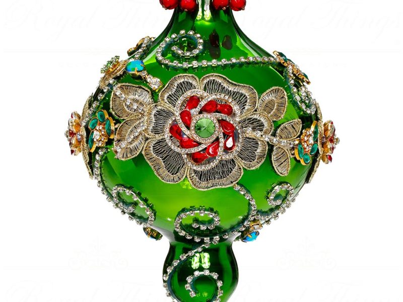Mr 36 61508 Mark Roberts Christmas Balls Kings Jewel Extra Fancy Finial Ornament Green Gold Red