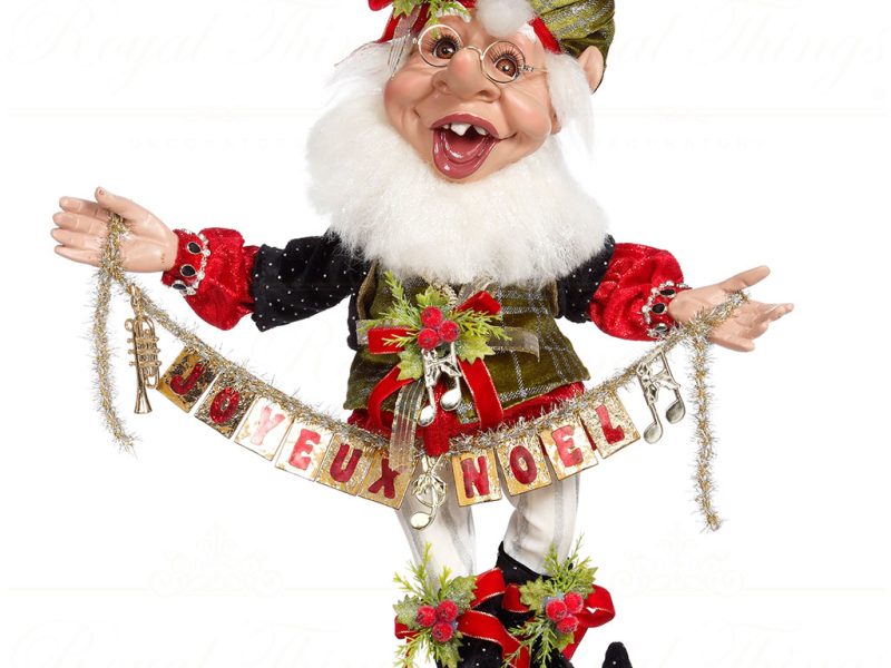 Mr 51 16188 Mark Roberts Christmas Dolls Medium Joyeux Noel Elf Green White Red