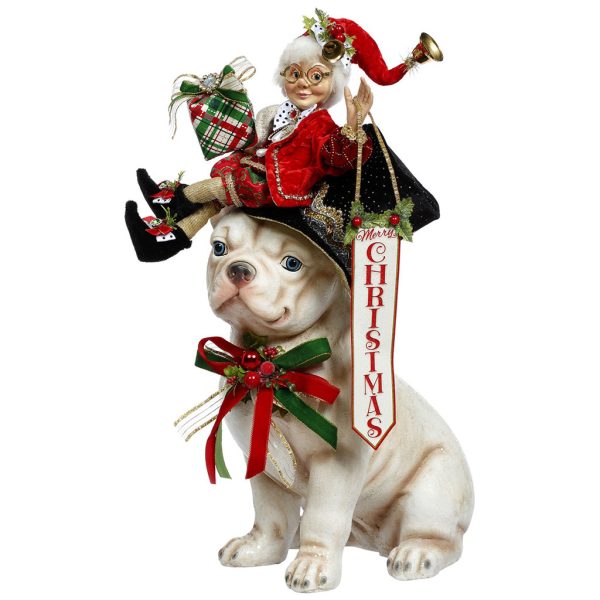 Mr 51 58462 Mark Roberts Christmas Decorative Items Merry Xmas Bull Dog Tabletop White Black Red