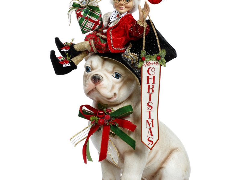 Mr 51 58462 Mark Roberts Christmas Decorative Items Merry Xmas Bull Dog Tabletop White Black Red
