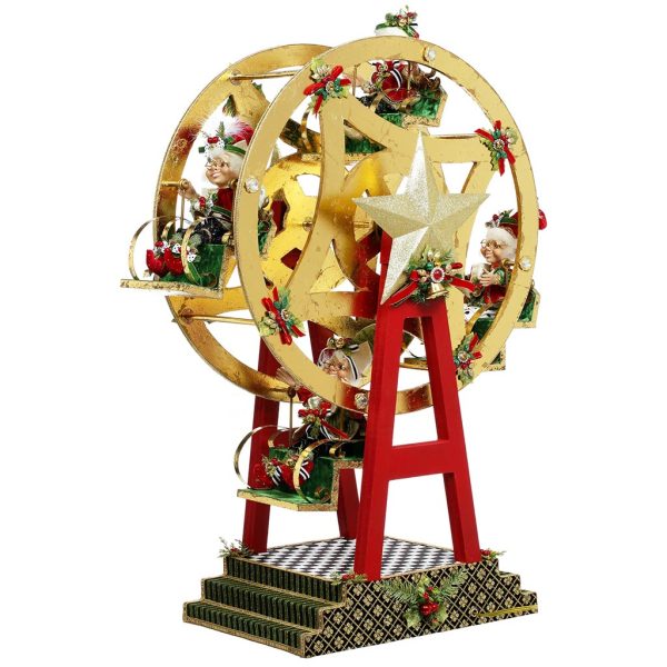 Mr 51 58474 Mark Roberts Christmas Decorative Items Ferris Wheel With Elf Eu Plug Tabletop Gold Green Red