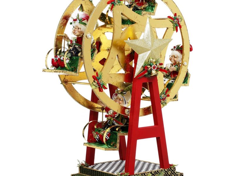 Mr 51 58474 Mark Roberts Christmas Decorative Items Ferris Wheel With Elf Eu Plug Tabletop Gold Green Red