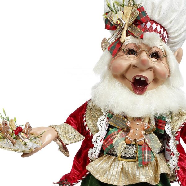 Mr 51 58516 Mark Roberts Christmas Dolls Medium Cookie Maker Elf Doll Red Green Closeup