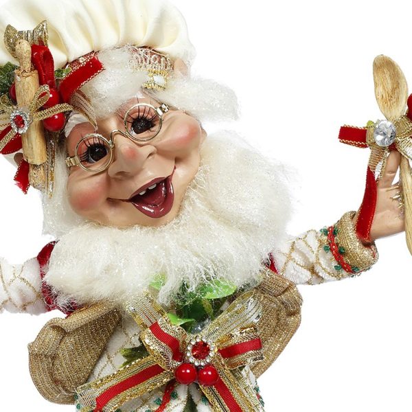 Mr 51 58538 Mark Roberts Christmas Dolls Small Kitchen Helper Elf Doll Green Red Closeup